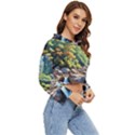 Serene Mountain Waterfall Landscape Women s Lightweight Cropped Hoodie View3