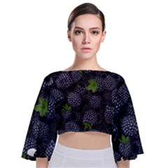 Blackberry Fruit, Fruit Tie Back Butterfly Sleeve Chiffon Top by kyorashop23