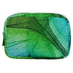 3d Leaves Texture Sheet Blue Green Make Up Pouch (small) by Cemarart