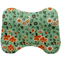 Retro 1960s Flowers Pattern 3 Head Support Cushion by violetheavensky