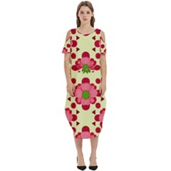 Retro 1960s Flowers Pattern 4 Cold Shoulder Loose Fit Dress With Pockets by violetheavensky