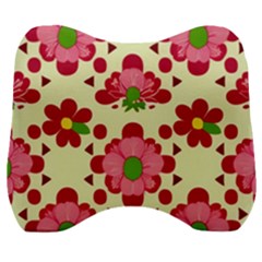 Retro 1960s Flowers Pattern 4 Velour Head Support Cushion by violetheavensky
