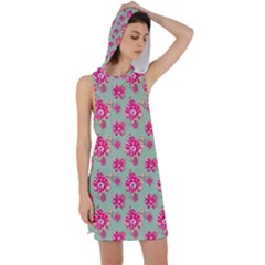 Retro 1880s Flowers Pattern 11 Racer Back Hoodie Dress by violetheavensky