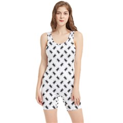 Fly Phot Motif Seamless Black And White Pattern Women s Wrestling Singlet by dflcprintsclothing