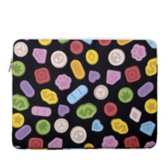 Ecstasy Pills Pattern 15  Vertical Laptop Sleeve Case With Pocket by Valentinaart