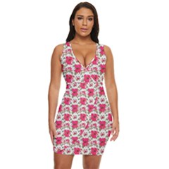 Retro 1880s Flowers Pattern 14 Draped Bodycon Dress by violetheavensky