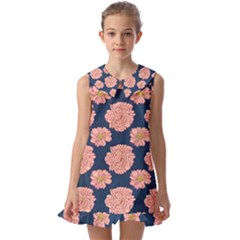 Retro 1880s Flowers Pattern 16 Kids  Pilgrim Collar Ruffle Hem Dress by violetheavensky