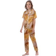 Homemade Flan Extreme Close-up Texture Kids  Satin Short Sleeve Pajamas Set by dflcprintsclothing