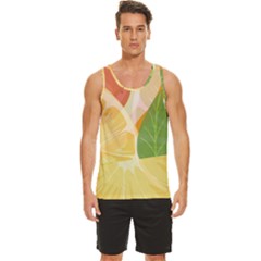 Citrus Fruit Healthy Vitamin Men s Wide Collar Tank Top by Paksenen