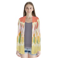 Citrus Fruit Healthy Vitamin Drape Collar Cardigan by Paksenen
