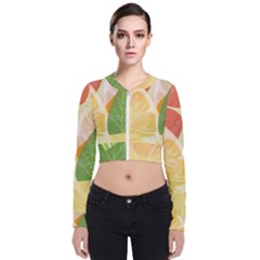 Citrus Fruit Healthy Vitamin Long Sleeve Zip Up Bomber Jacket by Paksenen