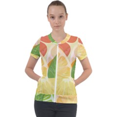 Citrus Fruit Healthy Vitamin Short Sleeve Zip Up Jacket by Paksenen