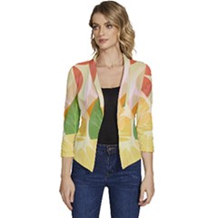 Citrus Fruit Healthy Vitamin Women s Casual 3/4 Sleeve Spring Jacket by Paksenen