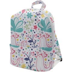 Cute Bird Pattern Zip Up Backpack by designsbymallika