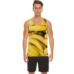Bananas, Macro, Fruits, Ripe Bananas Men s Wide Collar Tank Top by kyorashop23