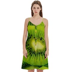 Kiwi Fruits, Close-up, Exotic Fruit Women s Spaghetti Strap Pullover Cami Dress by kyorashop23