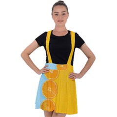 Orange, Slices, Fruit, Citrus Velvet Suspender Skater Skirt by kyorashop23
