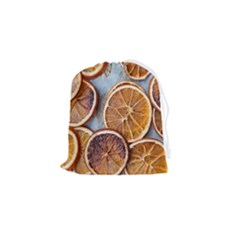 Orange, Slices, Fruits, Citrus Drawstring Pouch (small) by kyorashop23