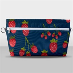 Strawberry Texture, Blue Background With Strawberries Handbag Organizer by kyorashop23