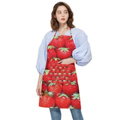 Strawberry Texture, Macro, Ripe Strawberry Pocket Apron by kyorashop23