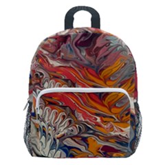 Abstract Flames Kids  Age 5-10 Lightweight School Backpack With Side Pockets by kaleidomarblingart