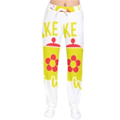 Make Tea Not War  Women Velvet Drawstring Pants by ConteMonfrey