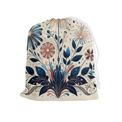Flowers Bloom Blossom Flora Modern Drawstring Pouch (xl) by Salmanaz77