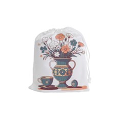 Flower Vase Nature Bloom Blossom Drawstring Pouch (medium) by Salmanaz77