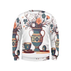 Flower Vase Nature Bloom Blossom Kids  Sweatshirt by Salmanaz77