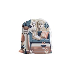 Sculpture Statue Angel Artwork Drawstring Pouch (small) by Salmanaz77