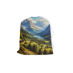 Forest Landscape Nature Trees Drawstring Pouch (medium) by Salmanaz77