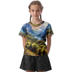 Forest Landscape Nature Trees Kids  Front Cut T-shirt by Salmanaz77