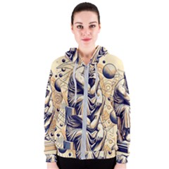 Thinker Sculpture Design Geometric Women s Zipper Hoodie by Salmanaz77