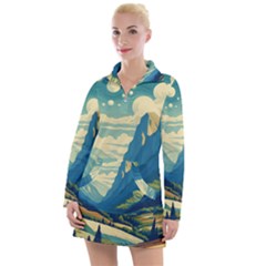 Mountains Nature Forest Landscape Women s Long Sleeve Casual Dress by Salmanaz77