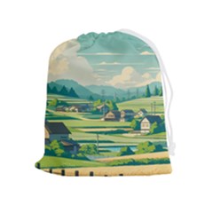 Countryside Meadow Rural Bloom Drawstring Pouch (xl) by Salmanaz77