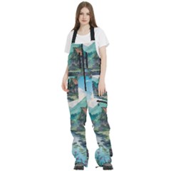 Village Nature Winter Landscape Women s Front Zip Ski And Snowboard Bib Pants by Salmanaz77