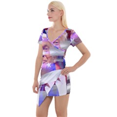 Donald Trump Flag Short Sleeve Asymmetric Mini Dress by vintagetrump