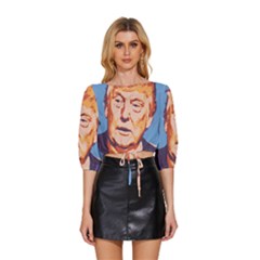 Orange Donald Trump Mid Sleeve Drawstring Hem Top by vintagetrump