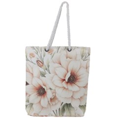 Floral Design 02 Full Print Rope Handle Tote (large) by myclothy