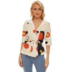 Geometric Design Lightweight Drawstring Hooded Top by myclothy
