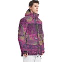 Abstract Purple Pattern Men s Multi Pockets Zip Ski and Snowboard Waterproof Breathable Jacket View3