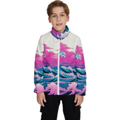 Waves Mountains Sky Kids  High Neck Windbreaker by Grandong