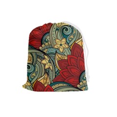 Pattern Shape Colorful Flower Leaves Drawstring Pouch (large) by Posterlux
