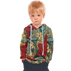 Pattern Shape Colorful Flower Leaves Kids  Overhead Hoodie by Posterlux