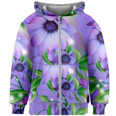 Purple Flower Nature Kids  Zipper Hoodie Without Drawstring by Posterlux