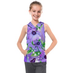 Purple Flower Nature Kids  Sleeveless Hoodie by Posterlux