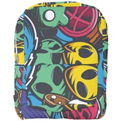 Funky Alien Pattern Abstract Colourful Drawing Full Print Backpack by Posterlux
