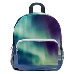 Northern Lights Aurora Night Nature Kids  Age 5-10 Lightweight School Backpack With Side Pockets by Posterlux