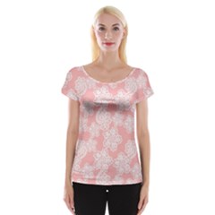Lace White Ornamental Textile Cap Sleeve Top by Paksenen