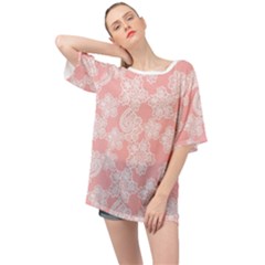 Lace White Ornamental Textile Oversized Chiffon Top by Paksenen